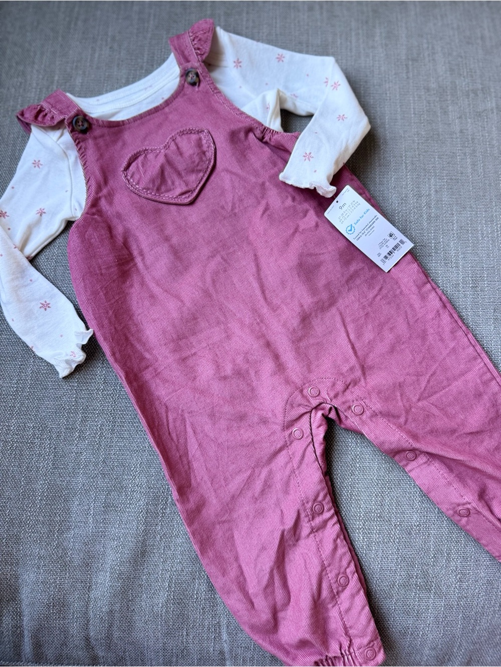Carter's Pink Corduroy Heart Romper Set